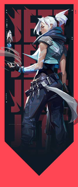 Jett, agente de VALORANT, en su key art oficial